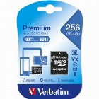 Card de memorie Verbatim MicroSDXC Premium U1, 256GB, Clasa 10 + Adaptor