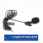 Microfon lavaliera cu clip Voice, caciula antivant si fir flexibil Esperanza, conectare jack 3.5 mm (Negru)