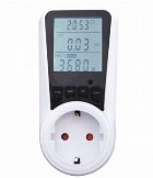 Priza cu contor energie Commel COM-430-106, Monitorizare consum, display LCD, max.16A (Alb/Negru)
